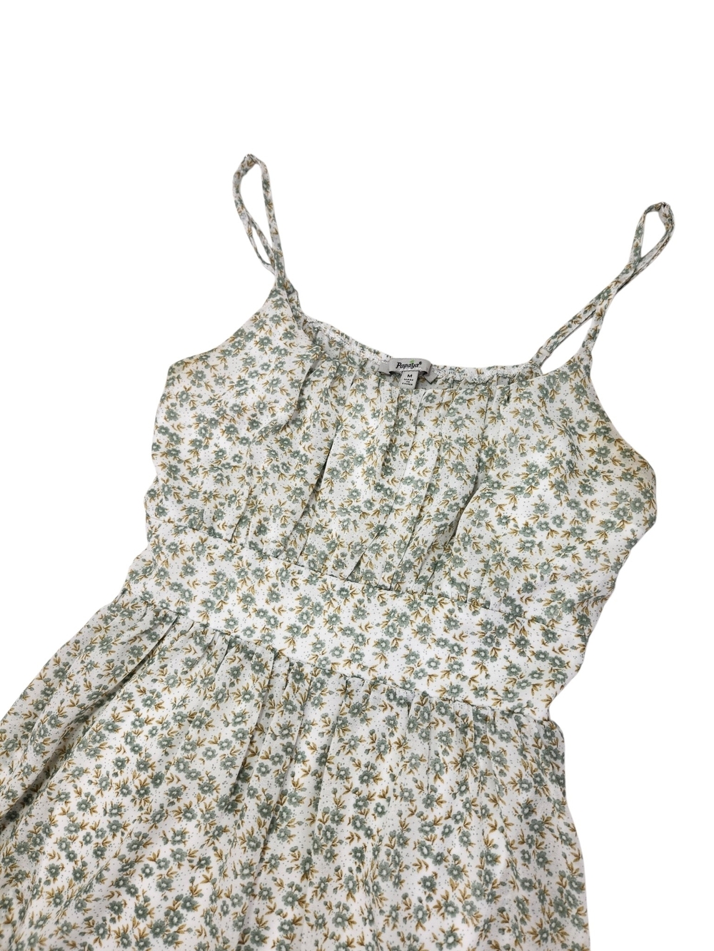 Papaya Floral Romper Dress Med Cottagecore Boho Sundress Sage Green Mini Flowy - Picture 6 of 13